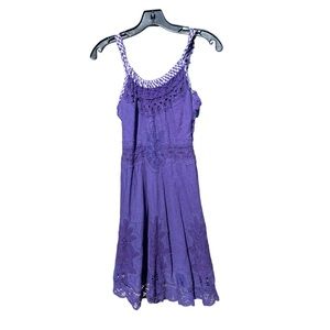Free people Crochet Gingham lace Halter purple dress Size 0